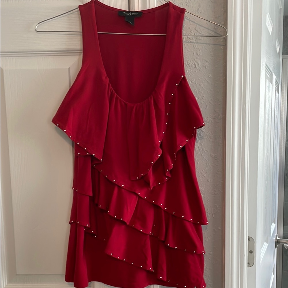 White House Black Market Vibrant Red Top